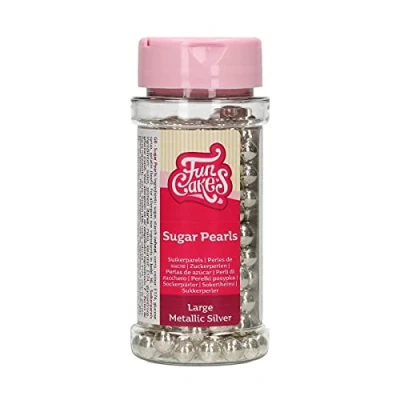 Afbeelding van FunCakes Suikerparels Large Metallic Zilver 80g Sprinkles Taartdecoratie