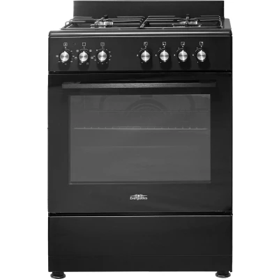 Afbeelding van Everglades EVCK6012 Gasfornuis Mat Zwart 60CM 56 Liter Hete Lucht Oven 8 Ovenstanden 5 Jaar Garantie