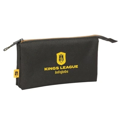 Afbeelding van Pennenetui met 3 vakken Kings League Zwart 22 x 12 cm