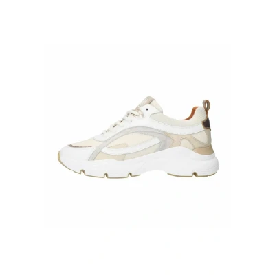 Afbeelding van Manfield Mitdetails Sneakers laag, Dames, Maat: 36, Weiß Leer en textiel
