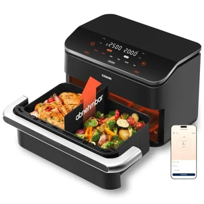 Afbeelding van COSORI Dual Blaze TwinFry heteluchtfriteuse, 2 slaapkamers, 10 l, 4 verwarmingsbuizen en flexibele kamers, gelijkmatige verwarmingstechnologie