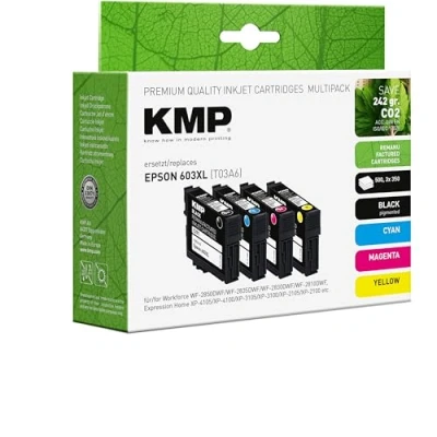 Afbeelding van KMP Inktcartridge vervangt Epson 603XL, T03A6, T03A1, T03A2, T03A3, T03A4 Compatibel Combipack Zwart, Cyaan, Magenta, Geel E201V 1650,4005