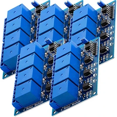 Afbeelding van AZDelivery 5 x 4 Relay Module 5V met Optocoupler Low Level Trigger Compatibel Arduino Inclusief E Book!