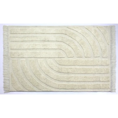 Afbeelding van Vloerkleed Pastrana Japandi 100% Wol Design Tapijt Creme Beige 190x290 cm Rechthoek Tapijtenloods
