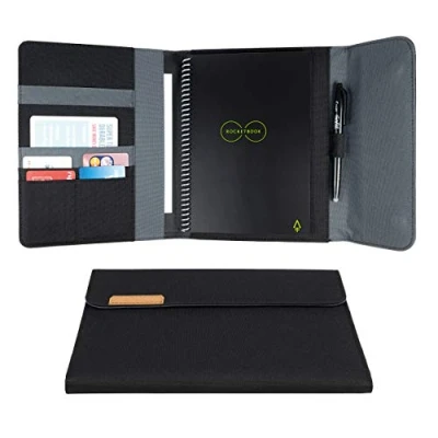 Afbeelding van Rocketbook Capsule 2.0 foliohoes voor Core, Panda en Fusion gemaakt van 100% gerecycled pet kunststof, penhouder, magnetische sluiting zwart A5