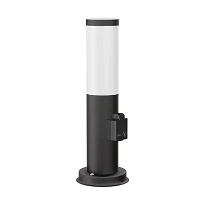 Afbeelding van ledscom.de PORU koplamp/aansluitlamp/tuinlamp voor buiten, IP44, 39 cm, zwart, 1x E27 max. 40 W, stopcontact, E27, kolom, oriëntatielicht,