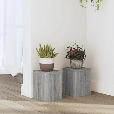 Afbeelding van vidaXL Plantenstandaards 2 st 15x15x20 cm bewerkt hout grijs sonoma