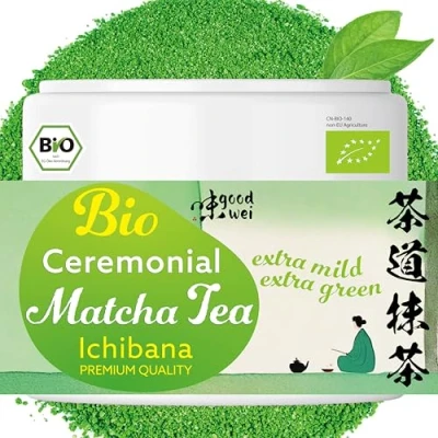 Afbeelding van Goodwei Ceremonial matcha Ichibana Zuiver biologisch poeder van echte ceremoniële kwaliteit, 40 g