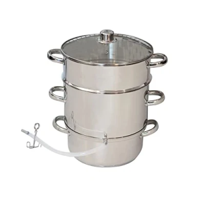 Afbeelding van ELO 9913626 Stoomsapcentrifuge, sapcentrifuge voor groenten en fruit, geschikt alle warmtebronnen, roestvrij staal, glas, zilver, 26 cm