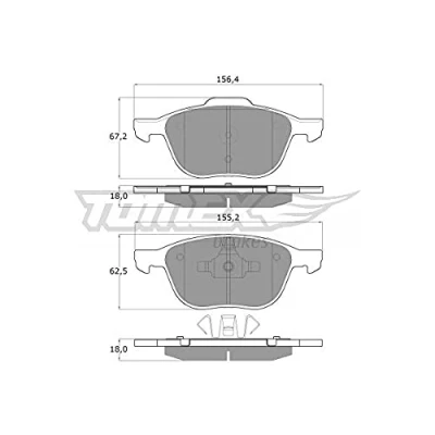 Afbeelding van TOMEX brakes TX 13 05 Remblokkenset Vooras FORD: FOCUS 2, KUGA 3, MAZDA: 3 Saloon, VOLVO: C70 2 Cabriolet, V40 Hatchback, C30