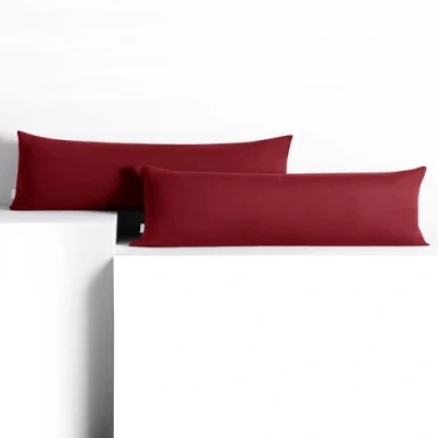 Afbeelding van DecoKing 2 kussenslopen 20 x 120 cm, jerseykatoen, rits, bordeaux, barnsteen