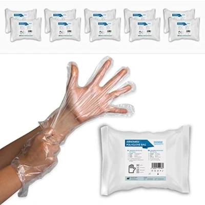 Image de ARNOMED gants jetables en PE pour femmes, 1000 pcs gant jetable sacs, alimentaire de ménage transparents, plastique protection la coloration des cheveux, fins