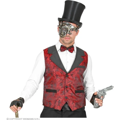 Afbeelding van Widmann Vampier &amp; Dracula Kostuum Graaf Steampunk Gilet Man Rood, Zwart XL Halloween Verkleedkleding