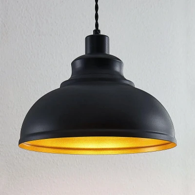 Afbeelding van Lindby hanglamp 1licht metaal H: 19.7 cm E27 zwart, goud