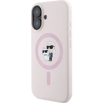 Afbeelding van Karl Lagerfeld Backcase hoesje geschikt voor iPhone 16 Effen Roze Silicone
