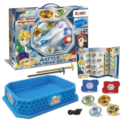 Afbeelding van CRAZE BLADE XXL Battle Set van 4 messen tol, metalen gevechtstollen, incl. accessoires, kamfarena, Arena, voor kinderen, burst, kinderspeelgoed jongens 32800