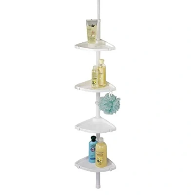 Afbeelding van WENKO Telescopische douchehoek compact wit met 4 planken, aluminium, 26 x 78 275 19,5 cm,