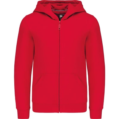 Afbeelding van Kariban Kinder hooded sweater met rits K455 Red