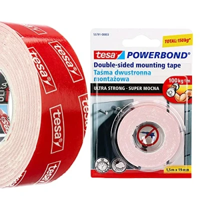 Afbeelding van Tesa® Powerbond dubbelzijdige tape voor binnen en buitenmontagewerkzaamheden 1,5 m x 19 mm