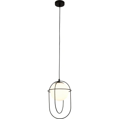 Afbeelding van Searchlight Axis Hanglamp Ø 23 X 133,5 Cm Zwart En Opaal Wit