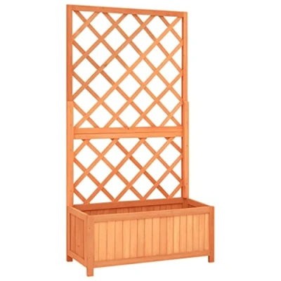 Afbeelding van vidaXL Plantenbak met latwerk voor de tuin, bruin, 70 x 30 135 cm, dennenhout