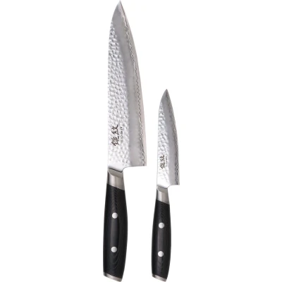 Afbeelding van Yaxell Japans Serie Tsuchimon Messenset 2 Delig VG10 Staal 61 HRC 3 Lagen Damaststaal...