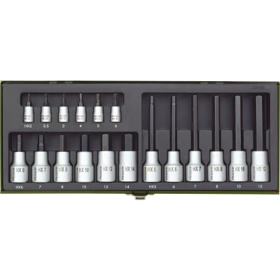 Afbeelding van Proxxon Industrial 23 100 Dopsleutel bitinzetset 1/4 (6.3 mm), 1/2 (12.5 mm) 18 delig