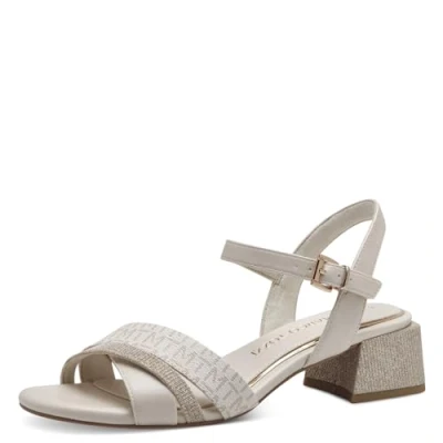 Afbeelding van Marco Tozzi Sandalen cream, Dames, Maat: 39, Cream Imitatieleer/ textiel
