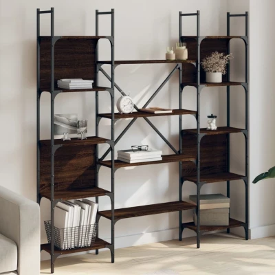 Afbeelding van Boekenkast 155,5x24x166,5 cm bewerkt hout bruineikenkleurig