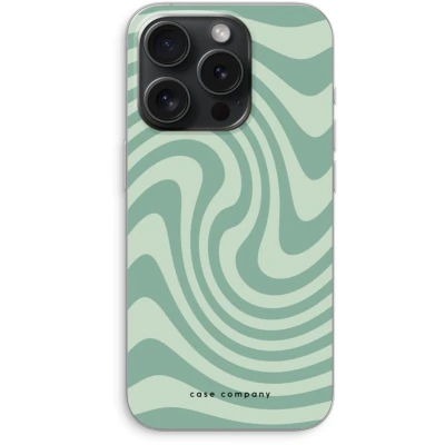 Afbeelding van Case Company® hoesje geschikt voor iPhone 15 Pro Swirl Groen Soft Cover Telefoonhoesje Bescherming aan alle Kanten en Schermrand