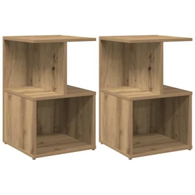 Afbeelding van vidaXL Nachtkastjes 2 st 35x35x55cm bewerkt hout artisanaal eikenkleur