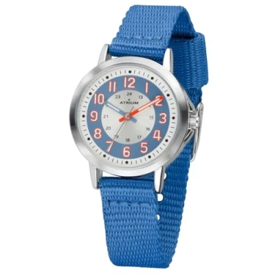 Afbeelding van ATRIUM Horloge Kind Kinderhorloge Jongens Meisjes Blauw &amp; Zilverkleurig Analoog 3 Bar Waterdicht Leercijferblad Verstelbaar Nylon Bandje ( 13 17 cm) Leren Duidelik Quartz Uurwerk Edelstalen Sluiting A46 12