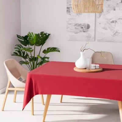 Image de Nappe anti tâches rectangle 140x300 cm ALIX rouge par Soleil d&#039;Ocre