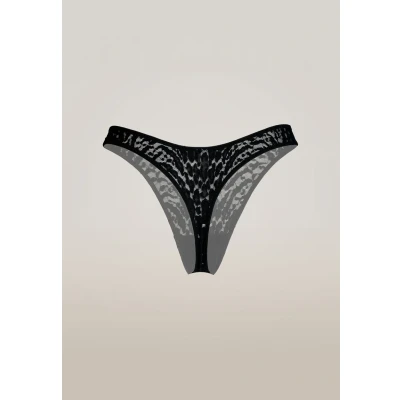 Afbeelding van Wolford dames Tanga van mesh in de kleur Zwart, maat: XS