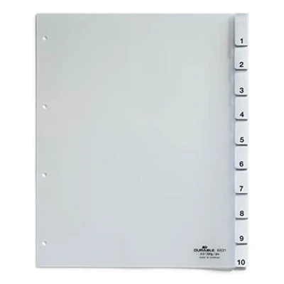 Image de DURABLE répertoire plastique, A4, 10 divisions, transparent