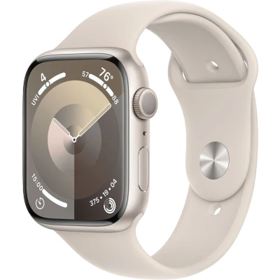 Image de Apple Watch Series 9 45mm Or (Bracelet Silicone Doré M/L)