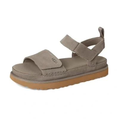 Afbeelding van UGG Goldenstar Sandalen met plateauzool, Dames, Maat: 36, Dark grey Veloursleer