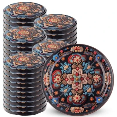 Afbeelding van KADAX 50 stuks schroefdeksel met diameter van 82 mm, metalen twist off deksel, reservedeksel voor inmaakpotten, deksel 6 inkepingen, symmetrisch