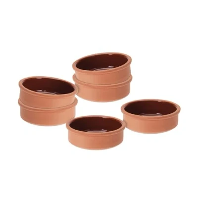 Afbeelding van Tapas kommen van klei 250 ml set 6 vuurvaste ovenschaal aan de binnenkant geglazuurd traditionele kleischaal dessert dip snack schaaltjes tapasschaal oven en vaatwasmachinebestendig