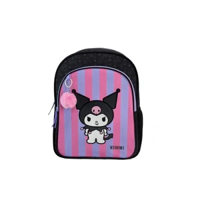 Afbeelding van ToyBags Sac à Dos scolaire Kuromi Double Compartiment Avec accessoire POM adaptable au chariot porte documents rembourré 44 x 30 20 cm
