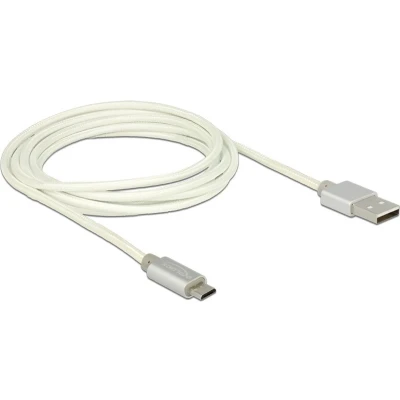 Afbeelding van Premium USB Micro B naar A snellaadkabel USB2.0 tot 3A / wit 1 meter