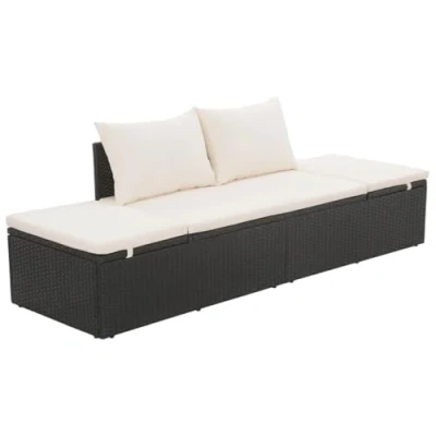 Afbeelding van Tuinbed 195x60 cm poly rattan zwart