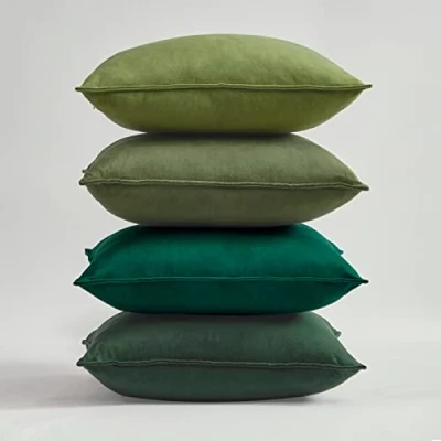Afbeelding van Kussenhoezen, 45 x cm, set van 4 stuks, groen, fluweel, kleurverloop, sierkussen, overtrek voor bank, slaapkamer, woonkamer, balkon, zacht