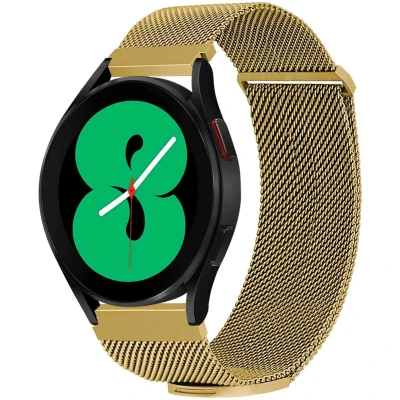 Afbeelding van iMoshion bandje Geschikt voor Samsung Galaxy Watch 3 / 4 (Classic) 5 (Pro) 6 Milanees magnetisch met installatiehulp Maat M Goud