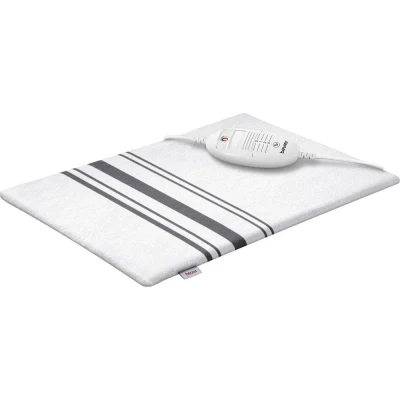 Afbeelding van Beurer HK 25 Elektrisch Warmtekussen Heating Pad 40 x 30 cm 3 Warmtestanden Max. 65C Automatische uitschakeling Fleece/katoen Hoes machinewasbaar Jaar garantie Grijs/wit