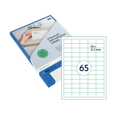 Image de Rillprint 83200 étiquettes universelles A4 38 x 21,2 mm (1625 étiquettes) transparent