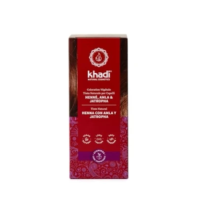Image de khadi HENNÉ, AMLA &amp; JATROPHA Coloration Végétale, HENNA, Fait briller tes cheveux d&#039;un rouge foncé profond et velouté, 100% végétal, naturel végétalien, Cosmétiques naturels certifiés, 100g
