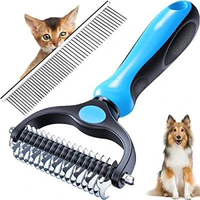 Image de BELSVOR Brosse Chien Chat, Poil Long 17+9 Dents, pour Toilettage et Chat Ouvrir Nœuds, avec Peigne Utilise Ensemble