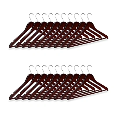 Afbeelding van Relaxdays kledinghanger 20 stuks klerenhanger kleerhanger broekenstang hout bruin