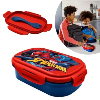 Afbeelding van Spiderman BPA vrije kunststof lunchbox voor kinderen vanaf 3 jaar (lepel, vork, mes), geschikt jaar, 20 cm